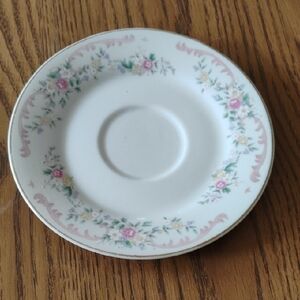 Delicate Floral Pink Accent Porcelain Saucer 1950's